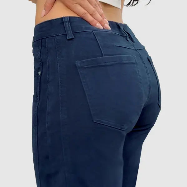 šLast Day Promotionā”- Solid Stitch Detail Mid Waist Crop Baby Barrel Pants