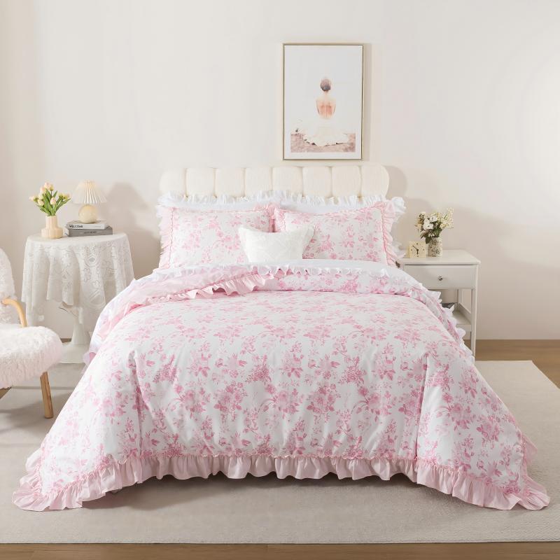 Duvet Cover Set - Vintage Botanical Ruffle