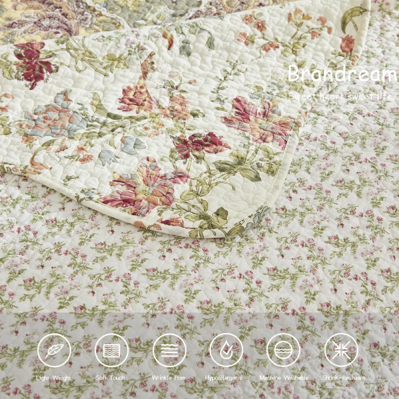 Quilt Bedding Set-Patchwork Flowers Print Luxury