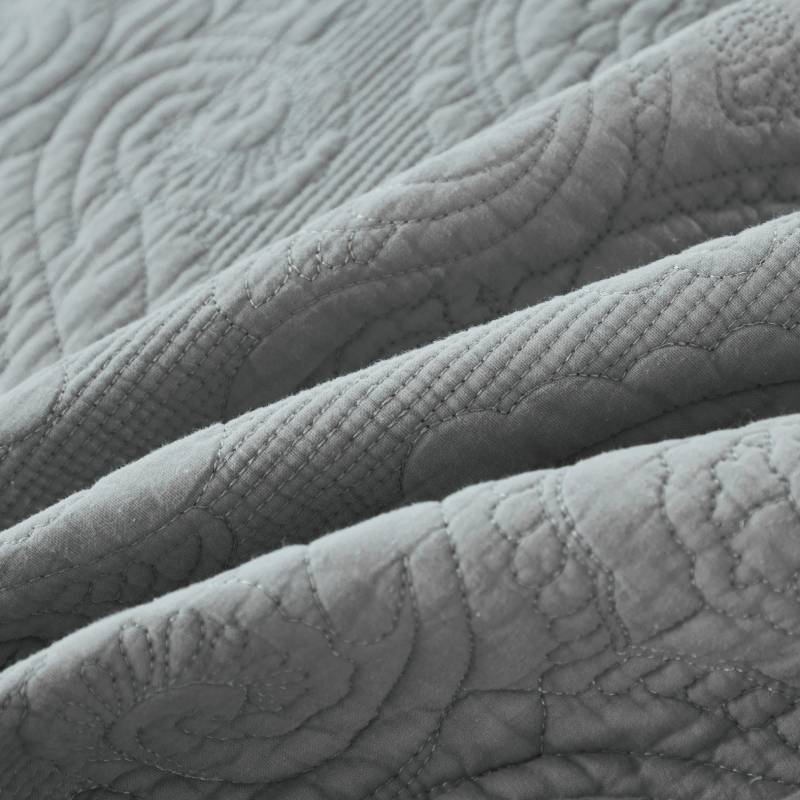 Quilt Bedding Set-Gray Damask