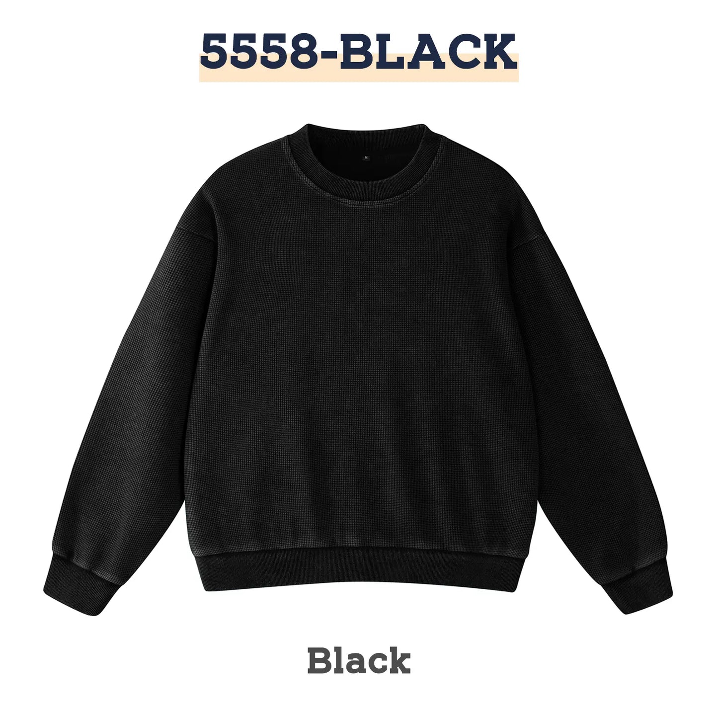 Oversized Waffle Sweatshirt Cotton Pullover