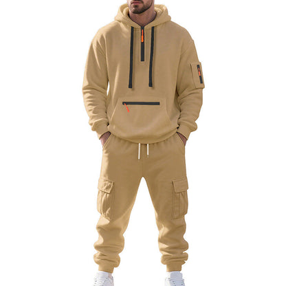Men's Winter Fleece Lined Casual Set Long Sleeve Jacket & Pants