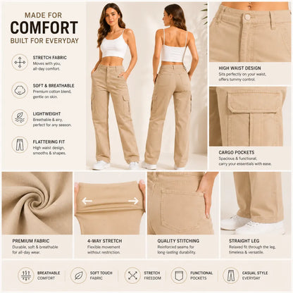 Women's High Waist Stretch Cargo Pants
