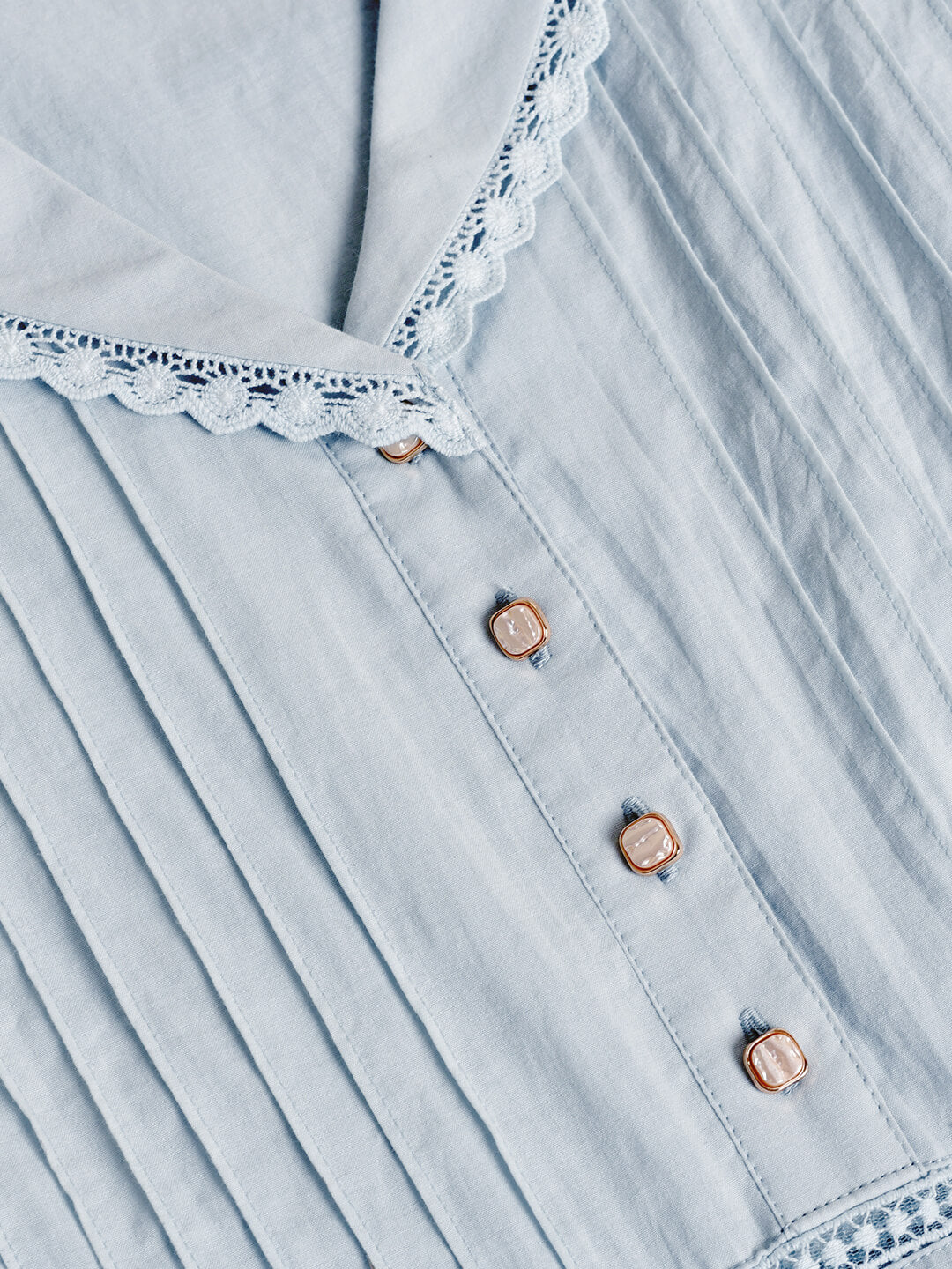 100% Cotton Gray Blue Midi Dress