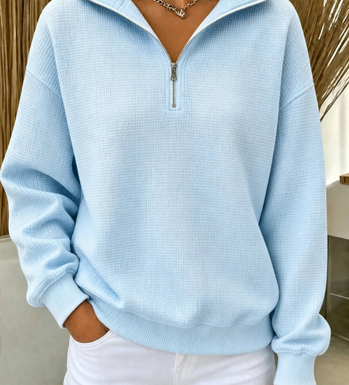 CLEARANCE SALE🔥Women's Waffle Knit Quarter-Zip Sweatshirt