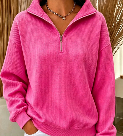 CLEARANCE SALE🔥Women's Waffle Knit Quarter-Zip Sweatshirt