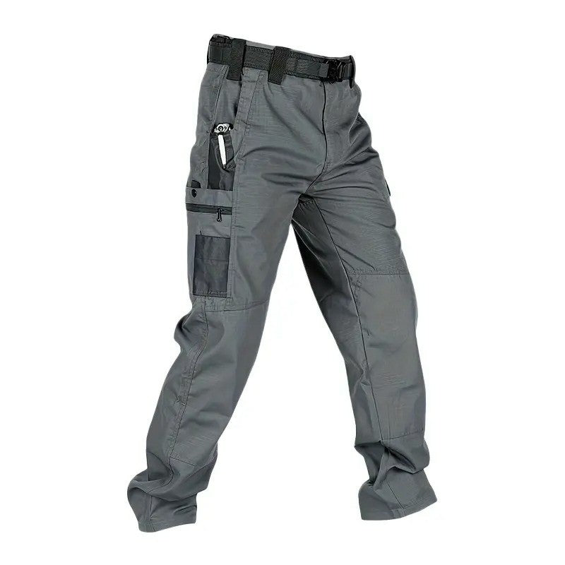 Men's Tactical Work Pants with Multi-Pocket Zipper Design
