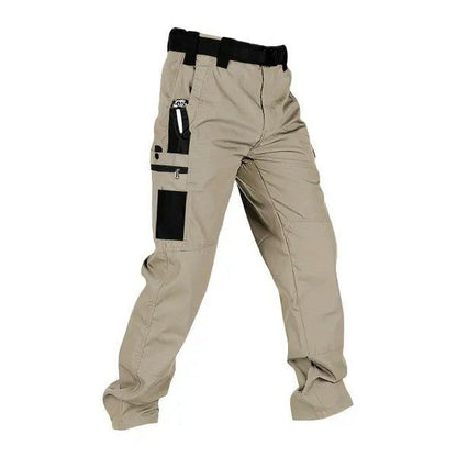 Men's Tactical Work Pants with Multi-Pocket Zipper Design