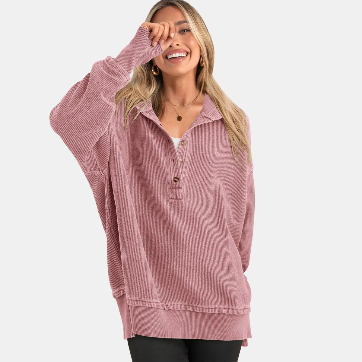 Oversized V-Neck Hoodie Soft Cozy Perfectly Relaxed Sweatshirt