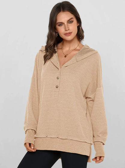 Oversized V-Neck Hoodie Soft Cozy Perfectly Relaxed Sweatshirt
