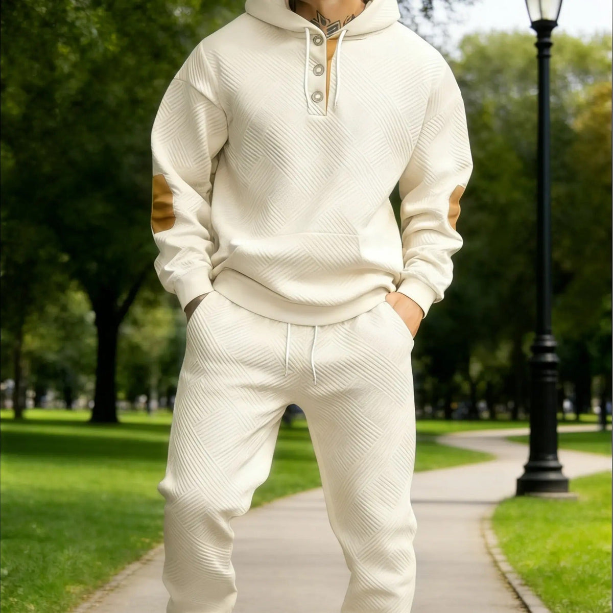 Men’s 2-Piece Textured Hoodie Tracksuit