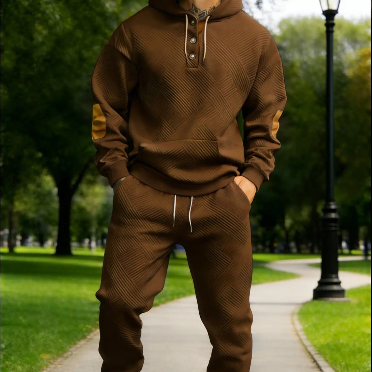 Men’s 2-Piece Textured Hoodie Tracksuit