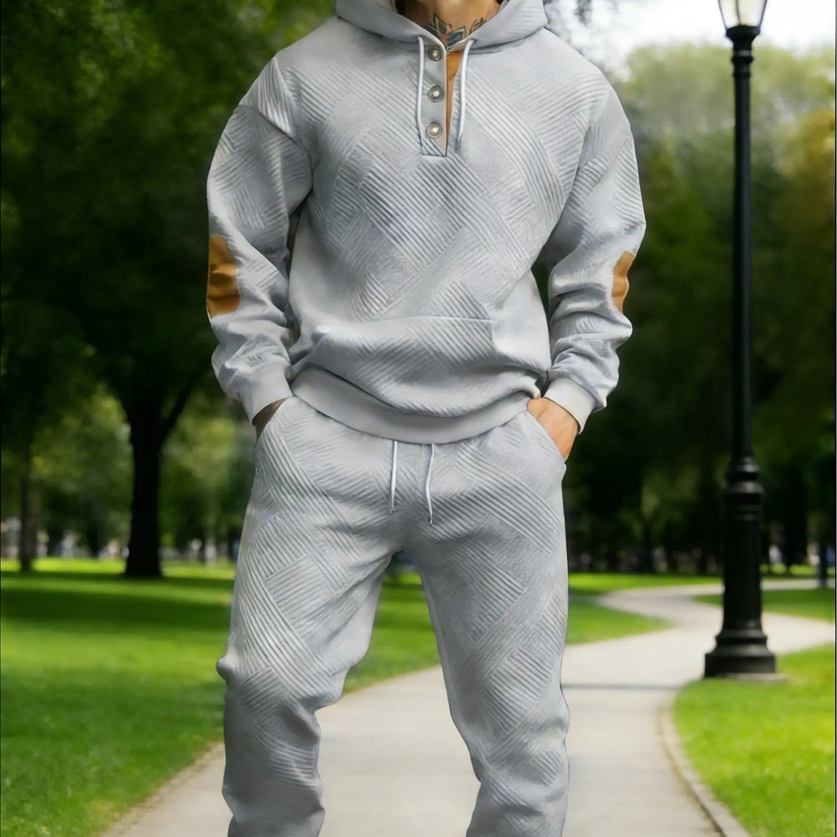 Men’s 2-Piece Textured Hoodie Tracksuit