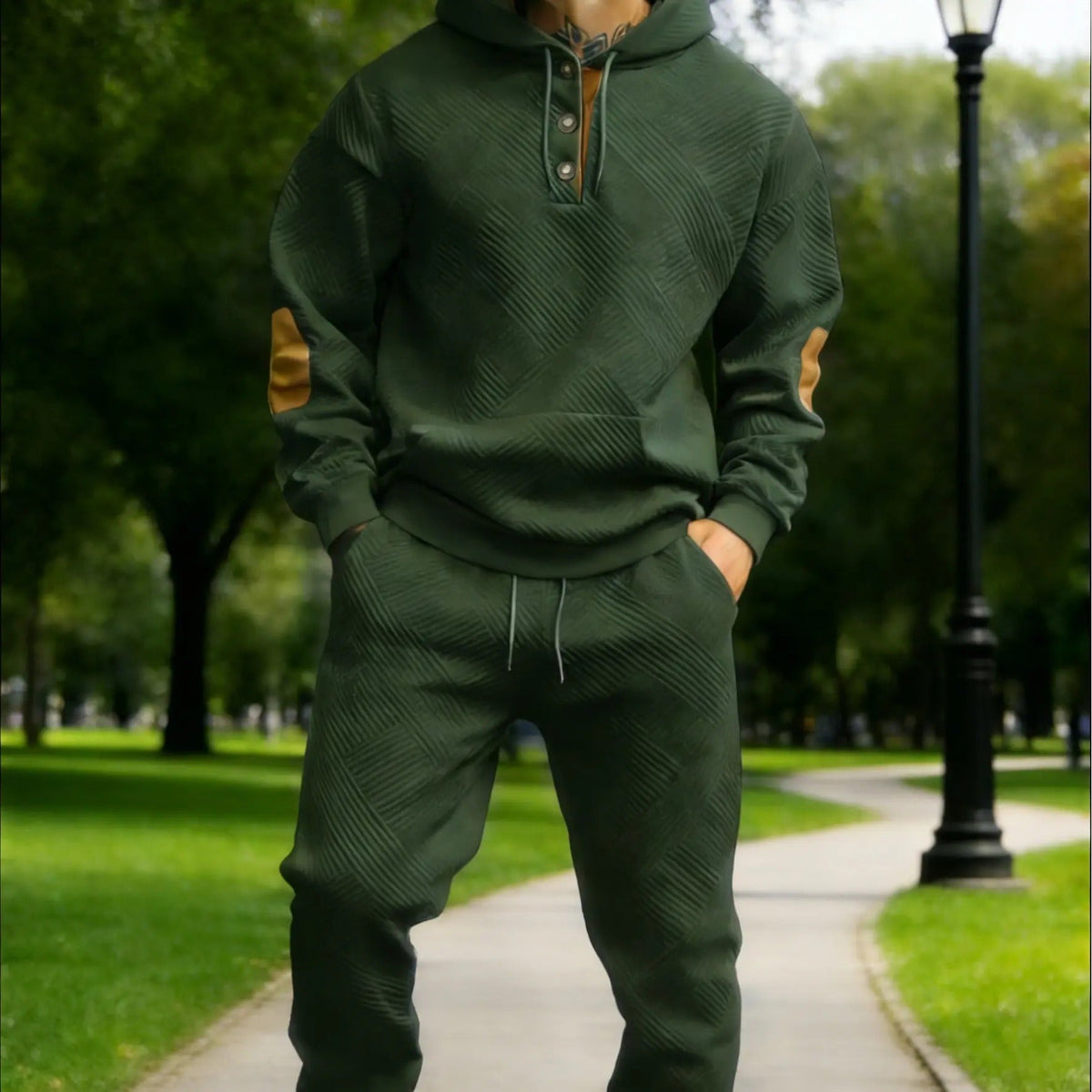 Men’s 2-Piece Textured Hoodie Tracksuit