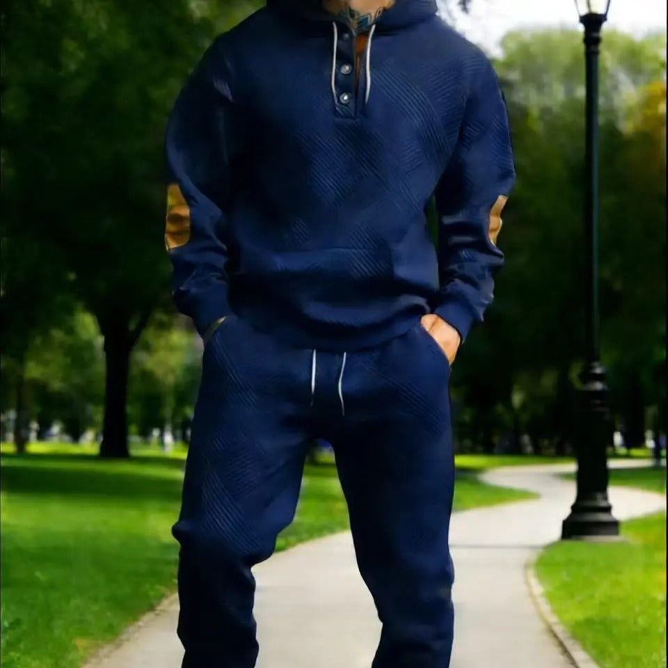 Men’s 2-Piece Textured Hoodie Tracksuit