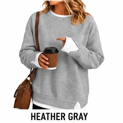 【LAST DAY SALE】Women's Layered Oversized Crew Neck Sweatshirt