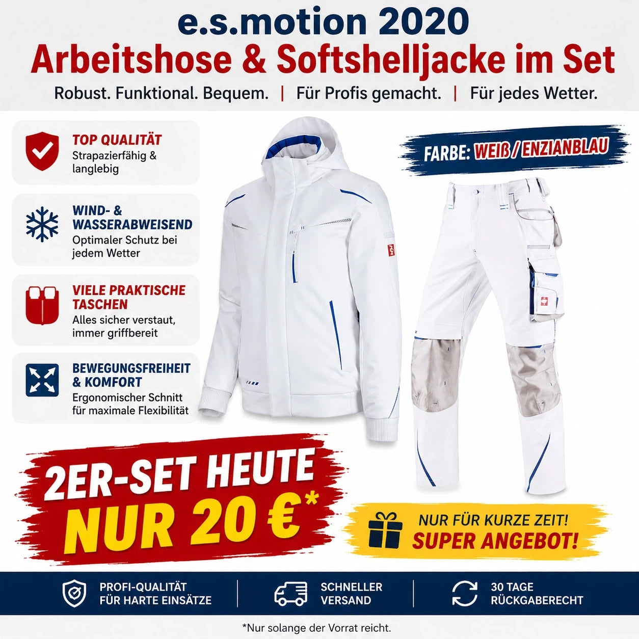 ☀️ WINTER-SALE IM SOMMER ❄️ Softshelljacke × Bundhose e.s.motion 2020 Set