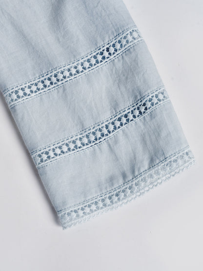 100% Cotton Gray Blue Midi Dress