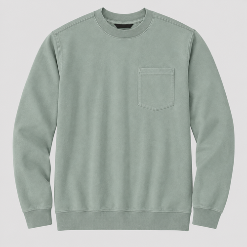 Vintage Washed Unisex Pocket Crewneck Sweatshirt