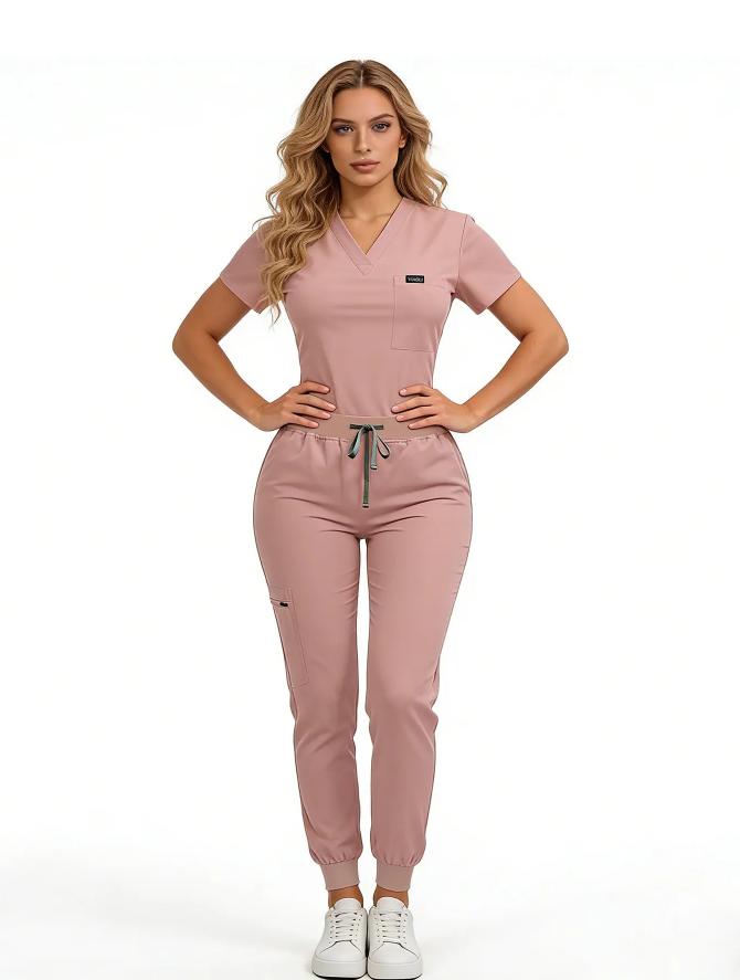 Women's Daily Wear Two-Piece Outfit, Anti-Pilling Lightweight Breathable Multi-Pocket Top & Side Pocket Jogger Pants