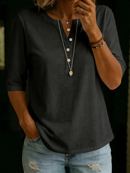 🔥2026! ! ! HOT SEAL- Classic Henley Collar 100% Cotton T-shirt