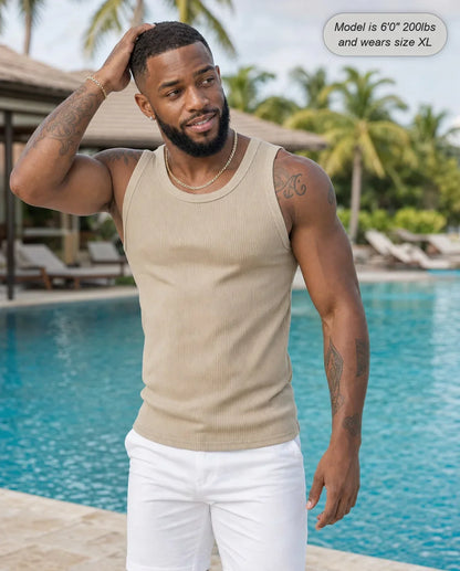 💝💝Men's Wide Strap Ribbed Tank Top