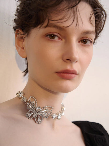 Crystal Butterfly Statement Choker Necklace