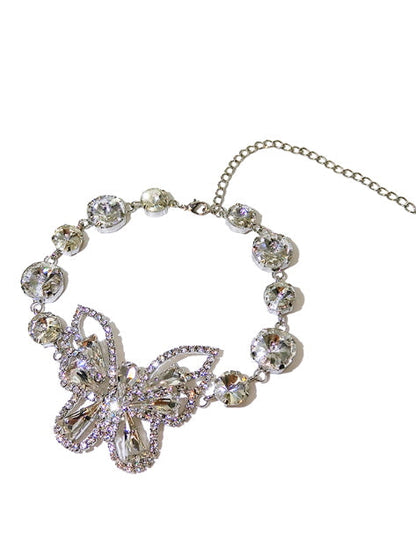 Crystal Butterfly Statement Choker Necklace