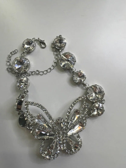 Crystal Butterfly Statement Choker Necklace