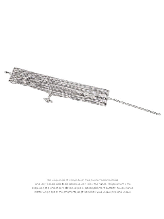 Starlight Layers Rhinestone Chain Choker Necklace