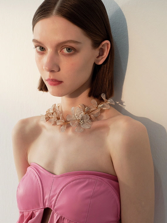 Golden Blossom Petal Necklace