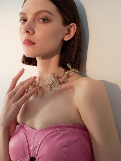 Golden Blossom Petal Necklace