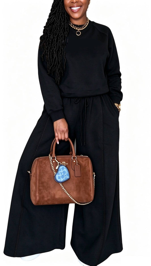 Clearance Sale 🔥Long Sleeve Crew Neck Sweatshirt & Wide Leg Pants Loungewear Set
