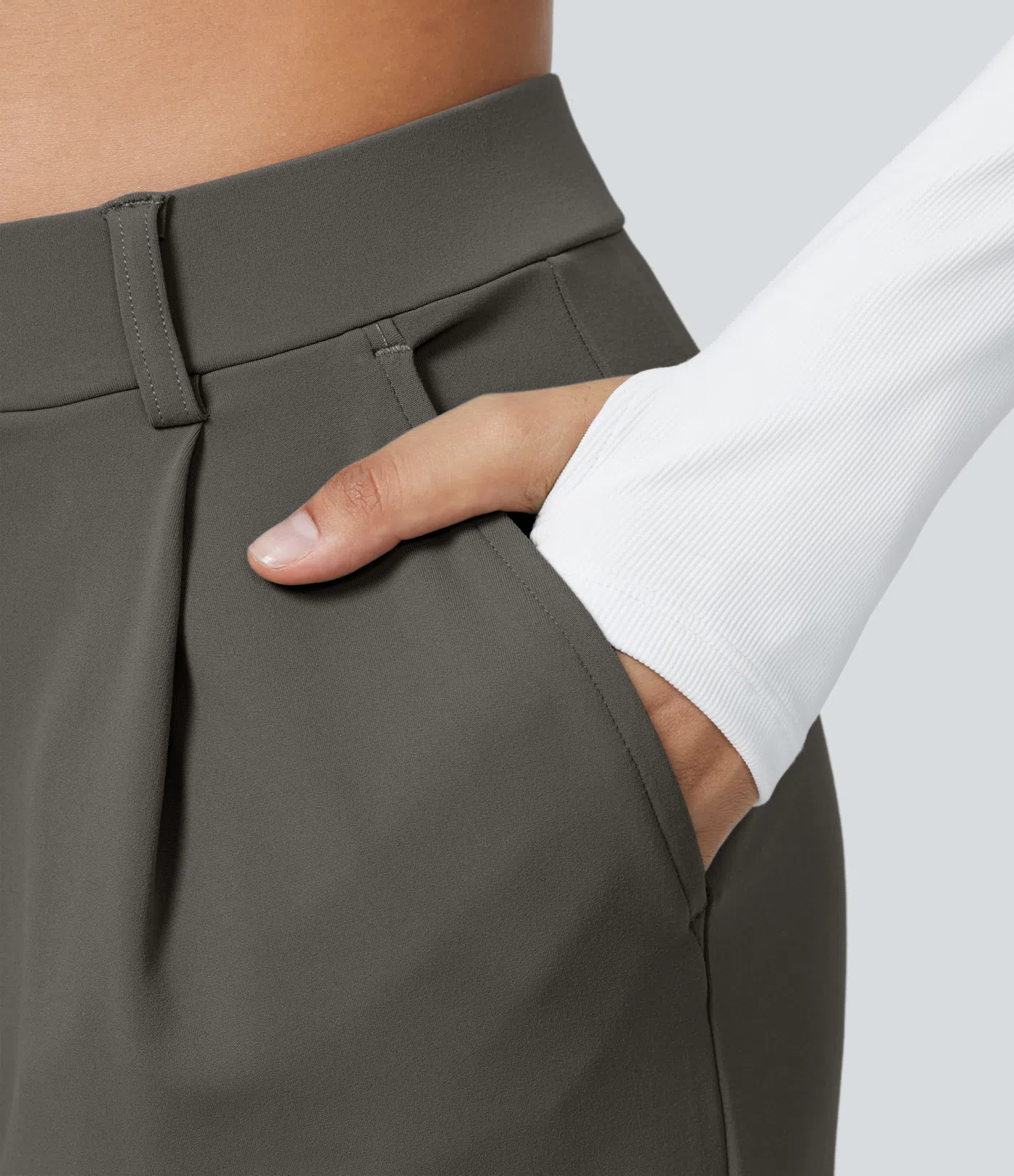 High Waisted Side Pocket Straight Leg Work Pants