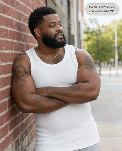 💝💝Men's Wide Strap Ribbed Tank Top