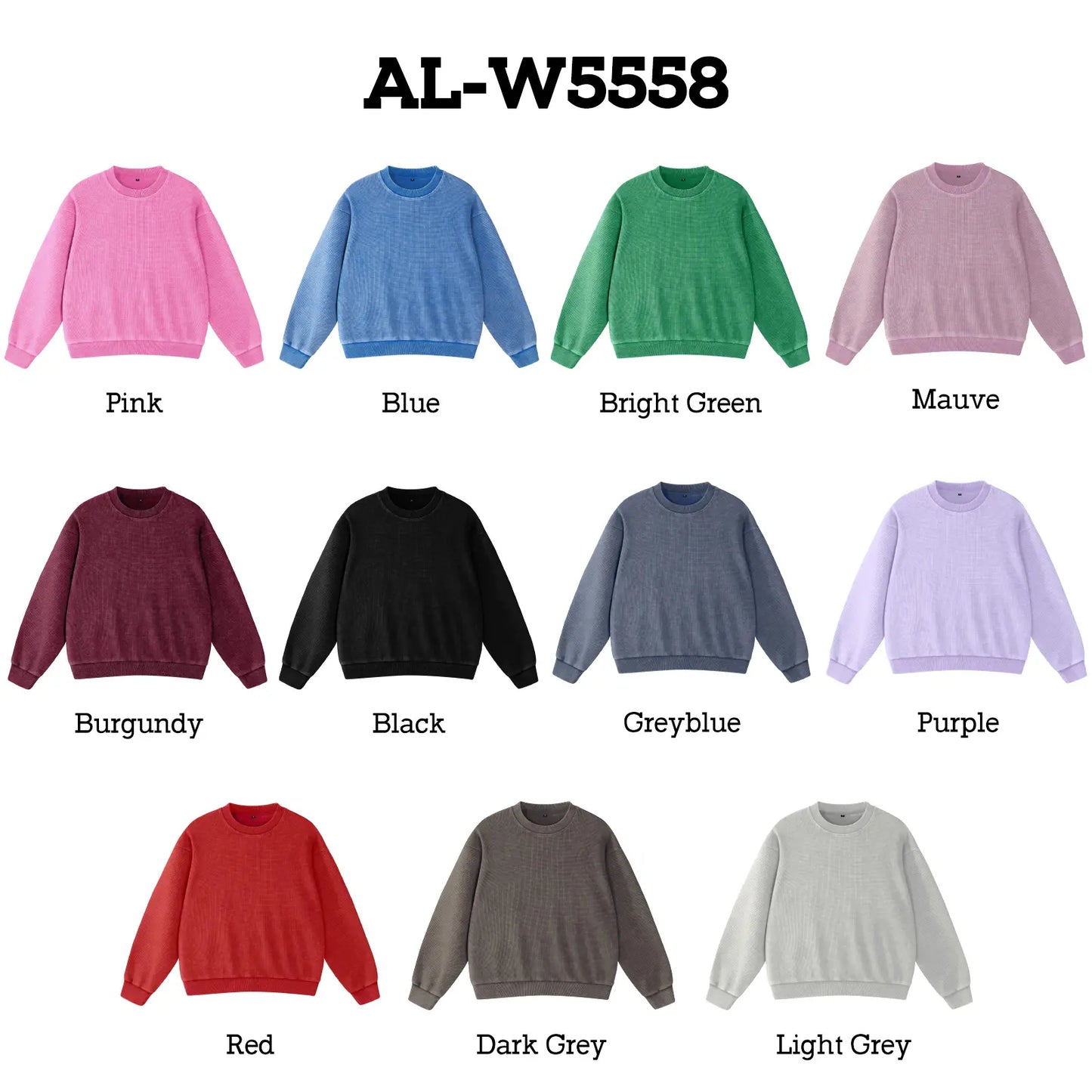 Oversized Waffle Sweatshirt Cotton Pullover