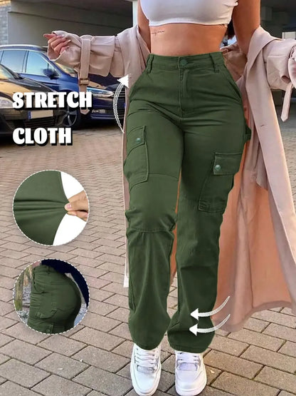 Women's High Waist Stretch Cargo Pants