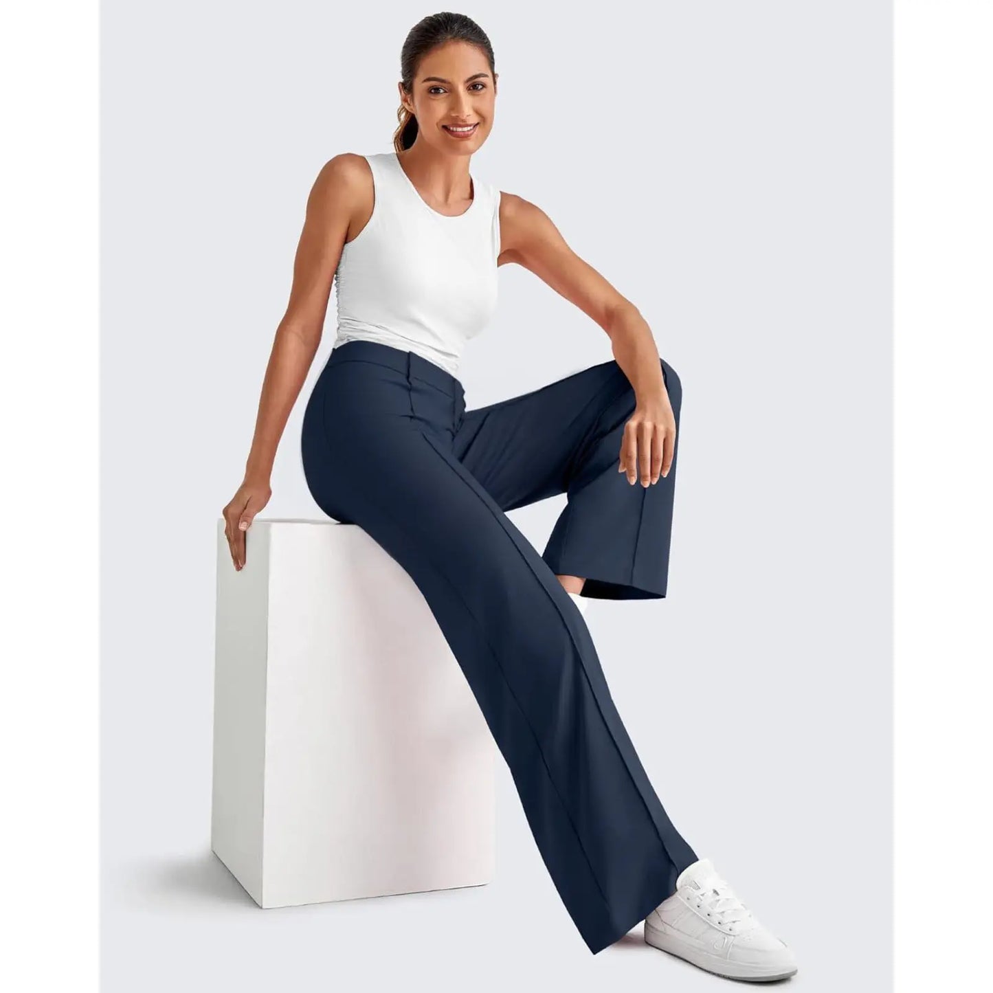 Women's Straight Leg Ponte Yoga Pants with Pockets