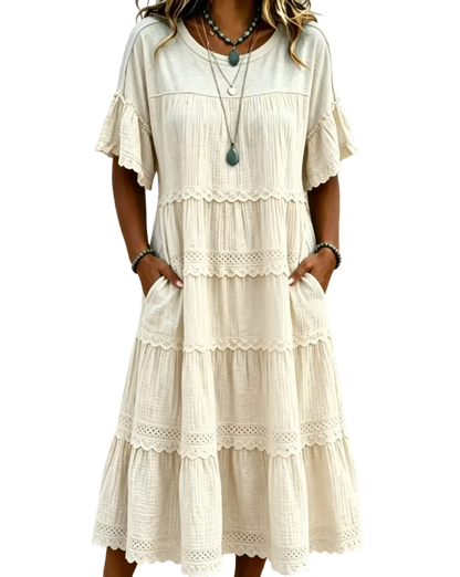 🔥Cool & breathable fabric🍃Women's Vintage Patchwork Lace Dress.