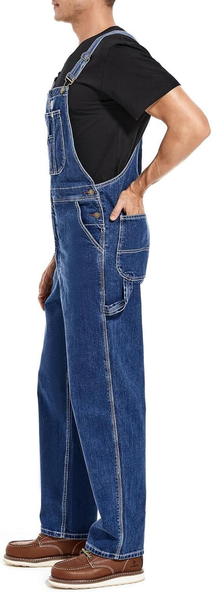 🔥CLEARANCE SALE🔥Men's Heavy-Duty Denim Bib Overalls – Adjustable Straps & Utility Pockets
