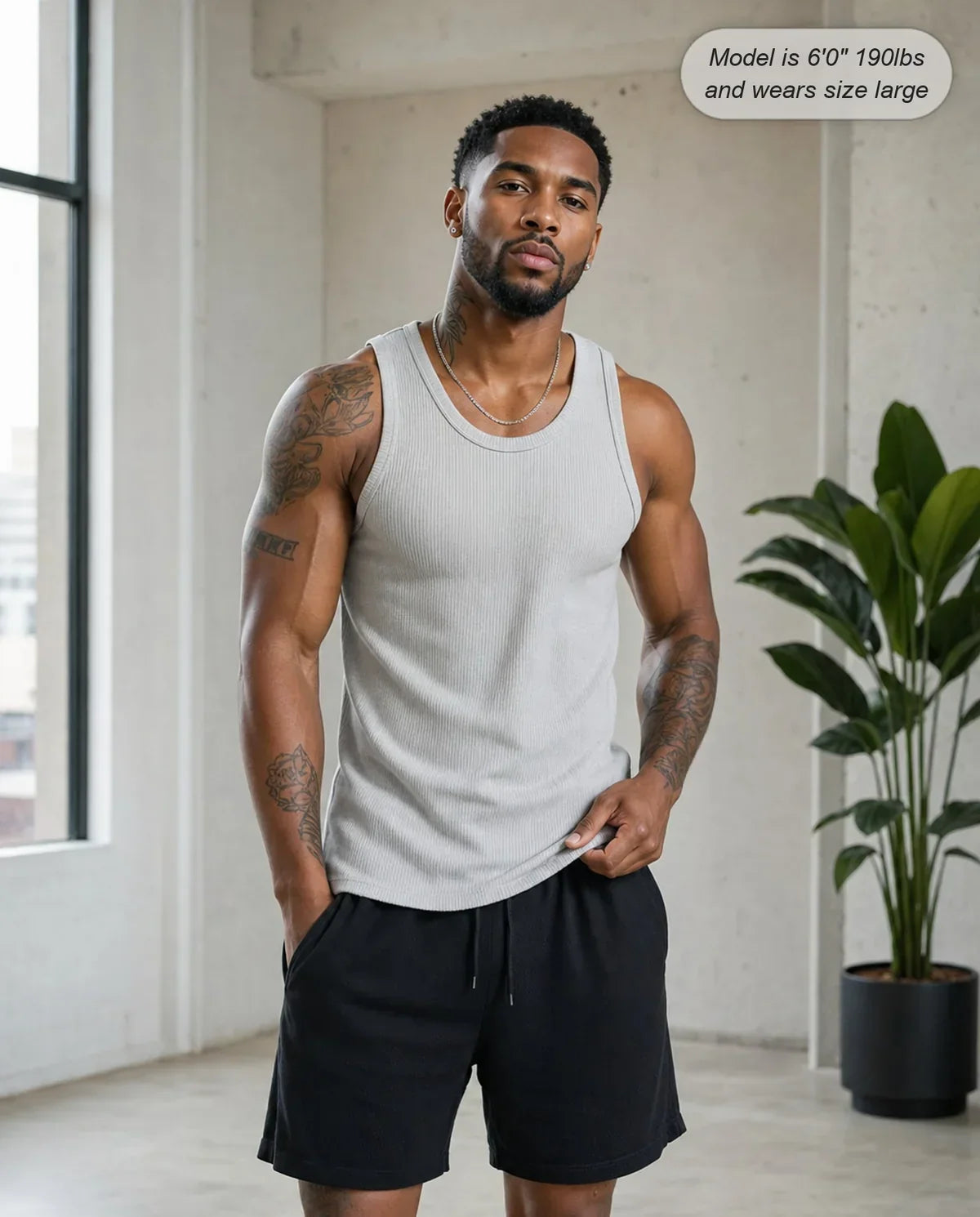 💝💝Men's Wide Strap Ribbed Tank Top