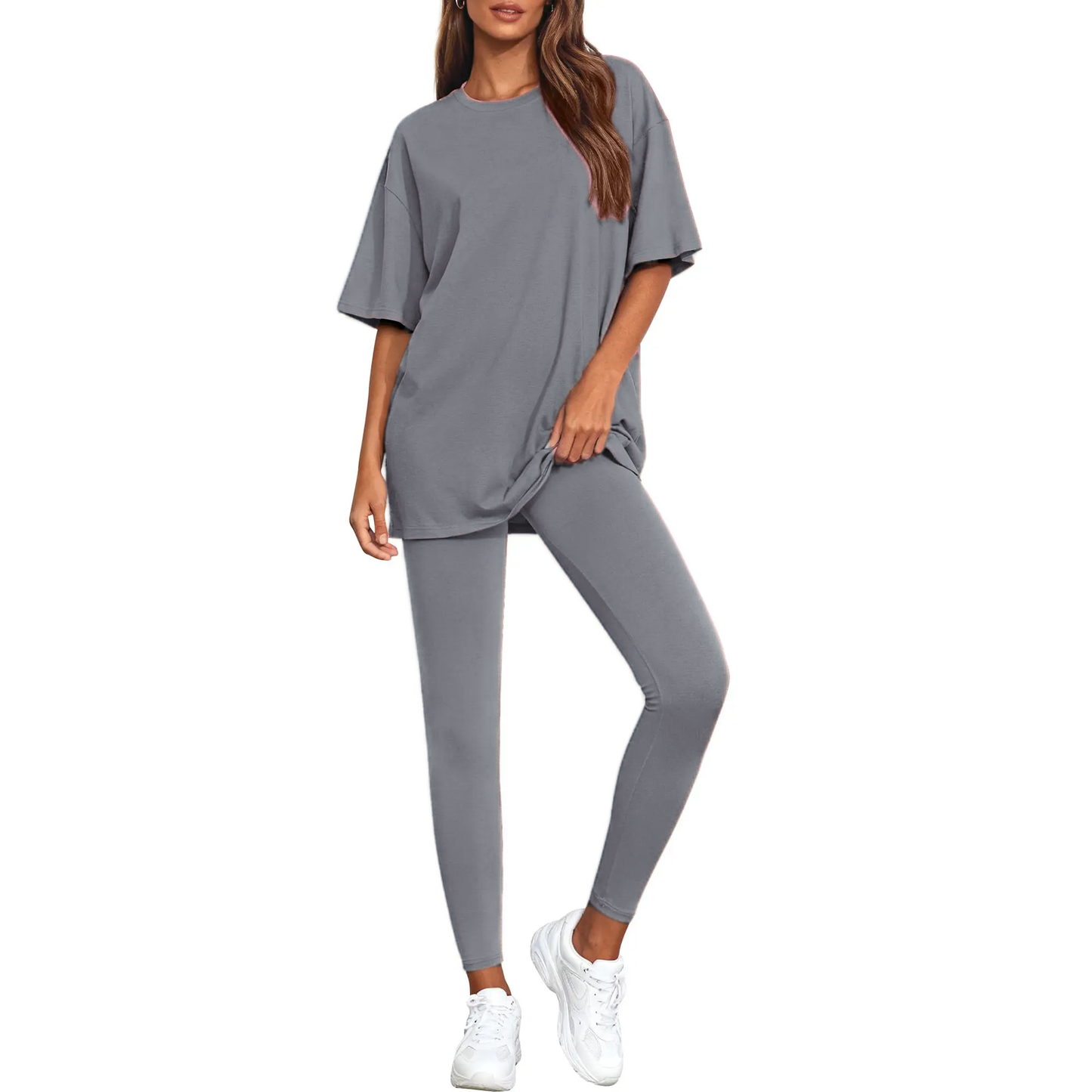 2-Piece Lounge Set Women 2026 Casual Oversized Shirts Leggings Matching Workout