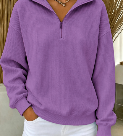 CLEARANCE SALE🔥Women's Waffle Knit Quarter-Zip Sweatshirt