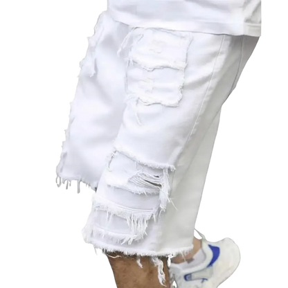 ⚡FINAL SALE⚡Raw Hem Denim Shorts with Rips – Edgy Urban Casual Warm-Weather Essential