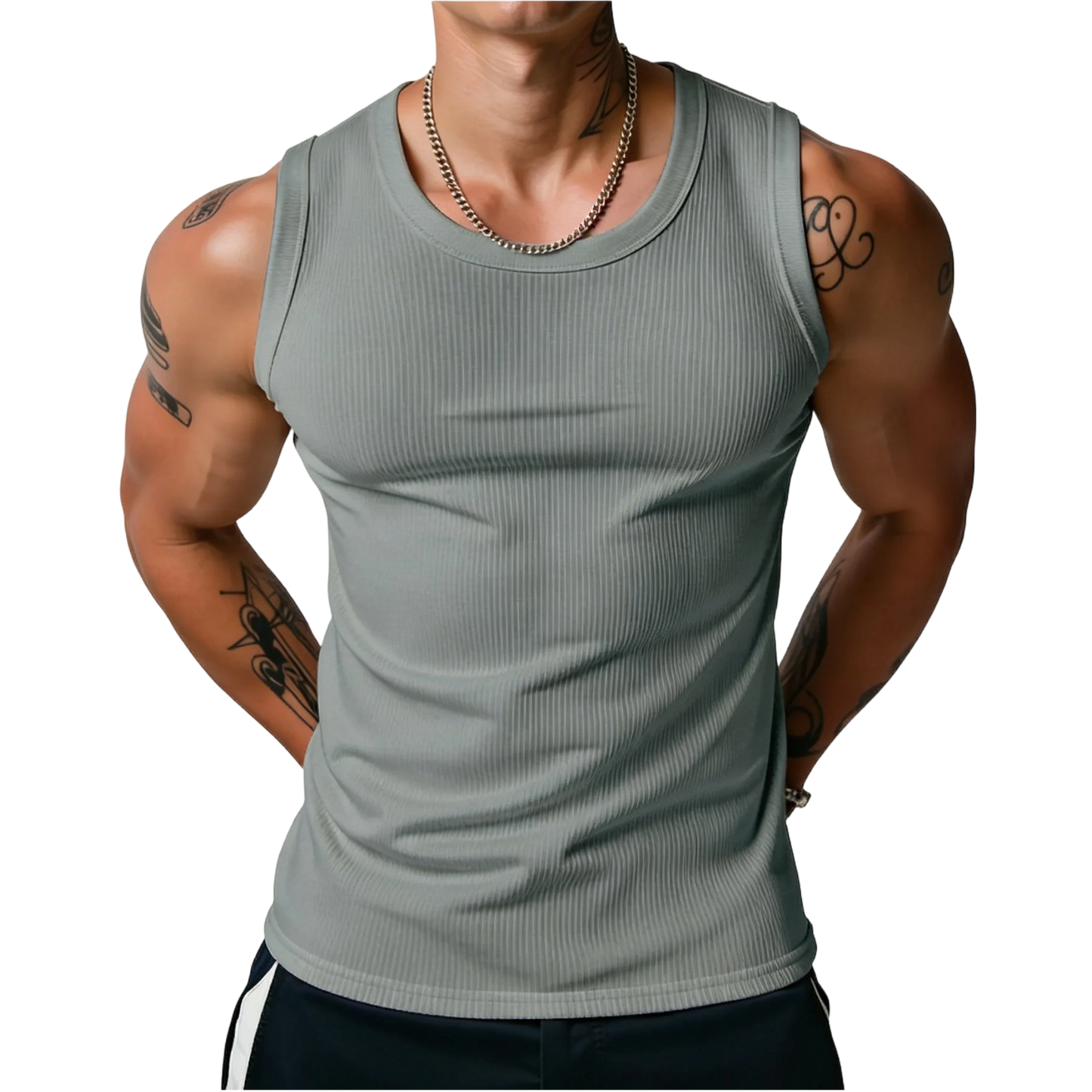 💝💝Men's Wide Strap Ribbed Tank Top