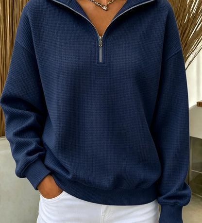 CLEARANCE SALE🔥Women's Waffle Knit Quarter-Zip Sweatshirt