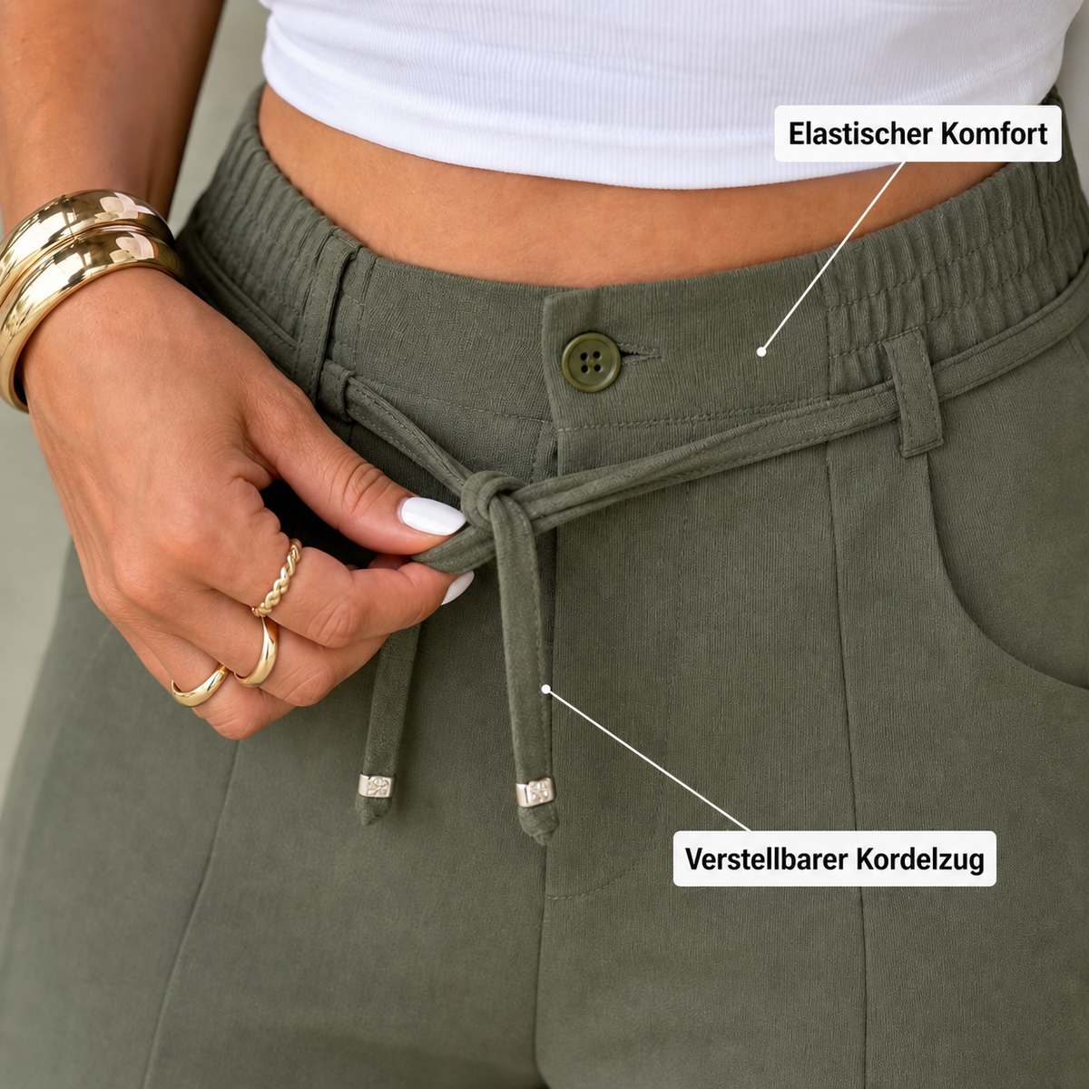 Damenhose mit hoher Taille und geradem Bein
