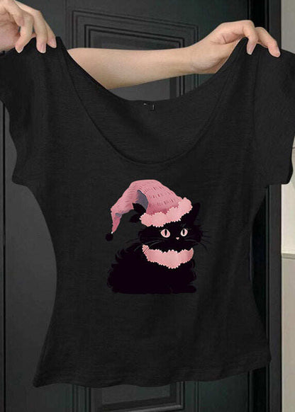 Chic Pink U Neck Animal Print T Shirt Short Sleeve