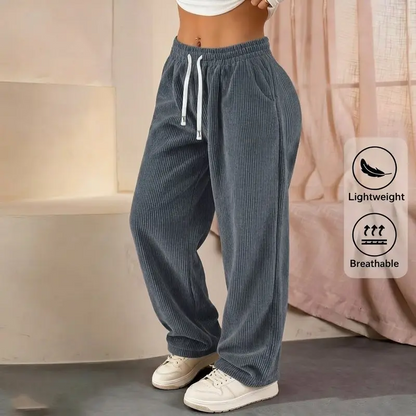 Best-seller 🏆 Pantalon en velours côtelé uni pour femme à coupe droite