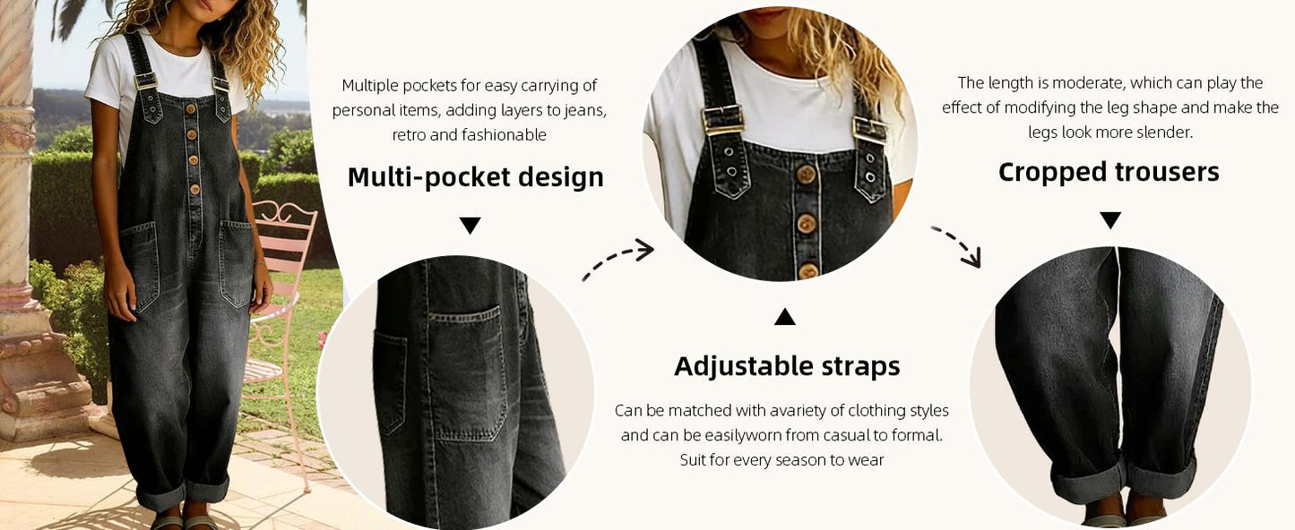 Women’s Vintage Denim Overalls – Relaxed Fit
